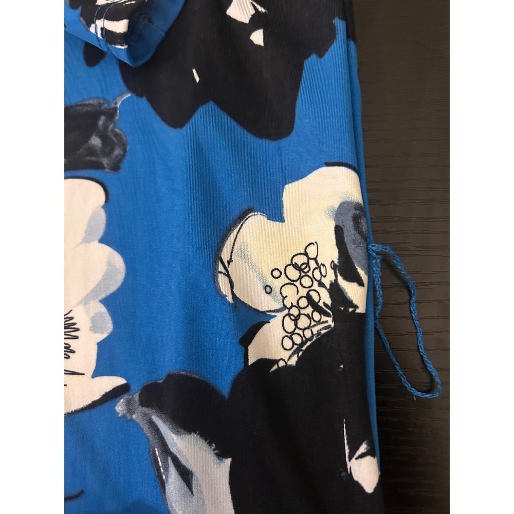 Robert Louis Blue Floral Ruffle Dress Womens Size Small Short Sleeve TieWaist - Picture 7 of 8